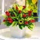 Red and Green Bouquet in Pot