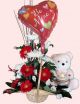 Basket arr with balloon and teddy bear