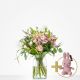 Combi Bouquet: Welcome little girl; including pink Niffy for €20,-