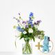 Combi Bouquet: Welcome little boy; including blue Niffy for € 20,-