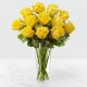 12 Yellow Roses in a Vase