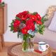 Red bouquet of mixed flowers
