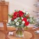 White and red Christmas bouquet of mixed flowers