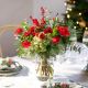 Red Christmas bouquet of mixed flowers
