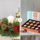 Christmas composition with candle +  Trapa chocolate