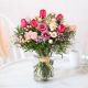 Bouquet with tulips and roses in pink tones-Min