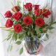 Luxury Dozen Large Headed Red Roses with a Vase.-Min