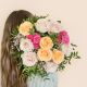 First Love - pink, salmon and white roses boquuet