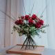 12 Red Roses with greenery