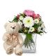 Flower bouquet 'Delicate Winter Romance' with teddy bear 'Bi