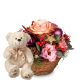 Flower arrangement 'Froehliche Weihnachtszeit' with teddy be