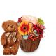 Flower arrangement 'Happy Surprise' with teddy bear 'Bruno'
