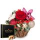 Flower arrangement 'Christmas Story' with fairy lights and A