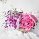 Send Gorgeous-Purple-Orchids-Pink-Roses-in-Basket-Arrangement to India