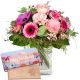 Send Spring-Greeting-with-Delicate-Flowers-with-bar-of-chocolate-Happy-Birthday to Liechtenstein