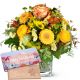 Send Sunny-Spring-Bouquet-with-bar-of-chocolate-Happy-Birthday to Switzerland