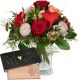 Send Valentines-Day-Bouquet-with-red-roses-with-bar-of-chocolate-Heart to Switzerland