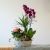 Centrepiece of plants in pink shades