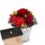 Send Flower-arrangement-Red-Symphony-with-Munz-bar-of-chocolate to Switzerland
