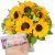 Send Sunflowers-Pure-with-bar-of-chocolate-Happy-Birthday to Switzerland