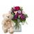 Flower bouquet 'Sweet Bloom' with teddy bear