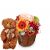 Flower arrangement 'Happy Surprise' with teddy bear 'Bruno'