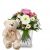 Flower bouquet 'Delicate Winter Romance' with teddy bear 'Bi