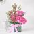 Send Pink-Asiatic-Lilies-Roses-in-Vase-Arrangement to India