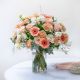 Mixed bouquet of delicate roses and gerberas