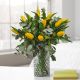 Yellow tulips and decorative plants