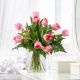 Romantic bouquet with pink tulips