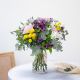 Alstroemeria and mixed flowers bouquet in lilac and yelllow