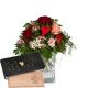 Send Valentines-Day-Bouquet-with-red-roses-with-Munz-bar-of-chocolate-Heart to Liechtenstein