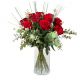 12 Red Roses with greenery