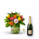 Colorful bouquet with Champagne