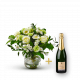 Stylish white bouquet with Champagne.