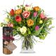 Send Colorful-Bouquet-of-Tulips-with-Gottlieber-cocoa-almonds-and-hanging-gift-tag-Good-Luck to Switzerland