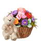Send Cute-Basket-of-Flowers-with-teddy-bear-white to Liechtenstein