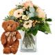 Send Delicate-Seasonal-Bouquet-with-teddy-bear-brown to Switzerland