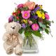 Send Little-Flower-Message-with-teddy-bear-white to Switzerland
