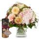 Send Romantic-Hydrangea-Bouquet-with-Gottlieber-cocoa-almonds-and-hanging-gift-tag-Love to Switzerland